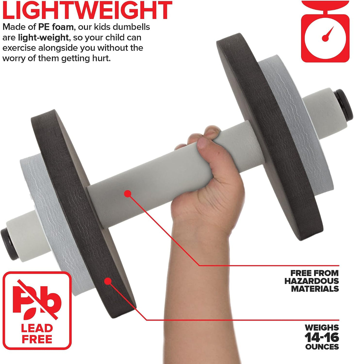 Modern Innovations Kids Weight Set Toy Dumbbells - Dumbbells / Black/Grey - image 3