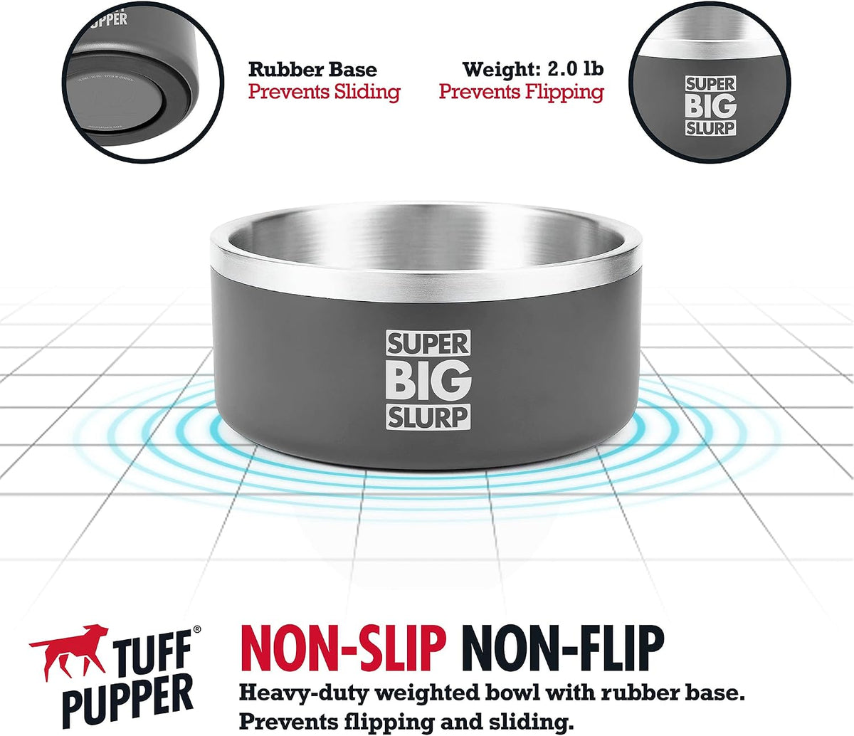 Tuff Pupper 100 oz Heavy Duty Insulated Stainless Steel Dog Bowl - 66oz / Cool Grey - image 4