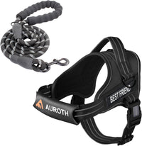 AUROTH Dog Harness for Large Dogs No Pull Tactical Harness and Leash - Black / M(Neck:17.7"-24",Chest:23.6"-31.9")
