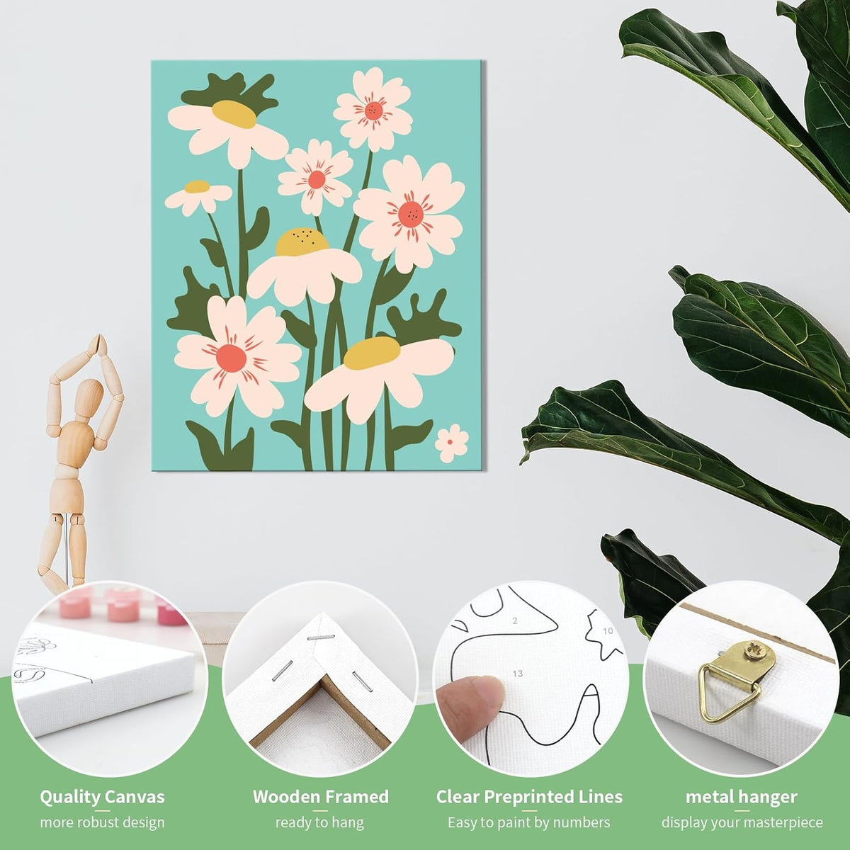 goldentime 3 Pack Kids Paint by Numbers Kit - flowers - image 3