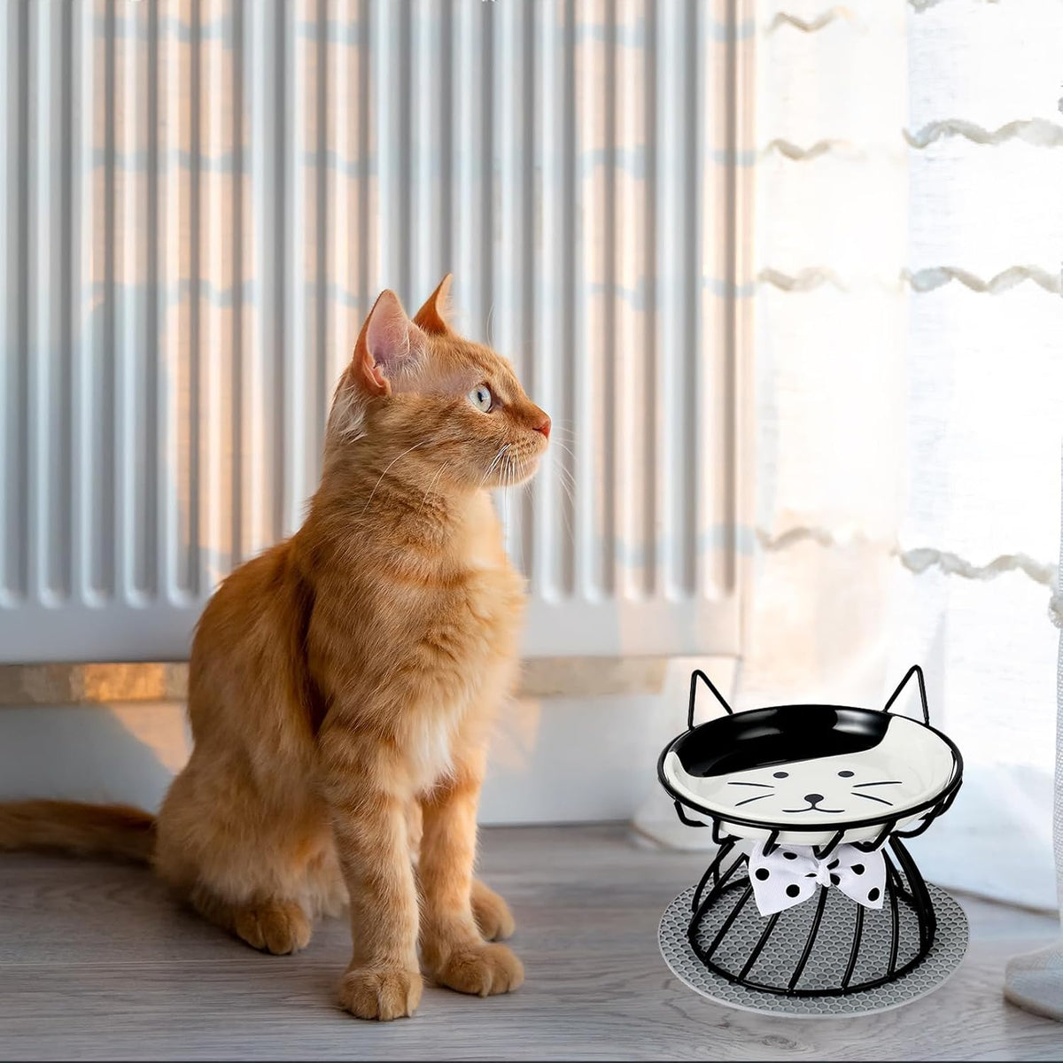 Set of 4 Elevated Ceramic Cat Bowls, Assorted Colors – Essentials for Cats - Black set of 2 - image 3