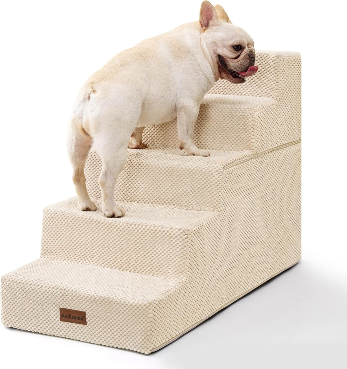 Dog Stairs for Small Dogs & Cats - Beige / 5-Step 22.6" H