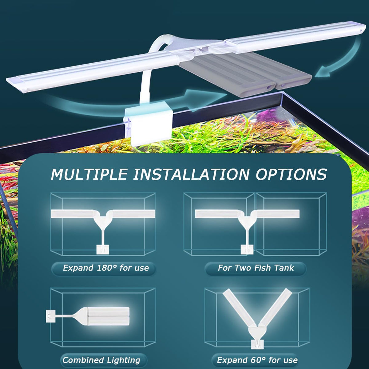 LED Aquarium Light Full Spectrum Clip Fish Tank Light Plants Light - 8W For 10-35 Gal Fish Tank - image 3