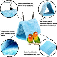 2Pcs Bird Tent Plush Hammock Hanging Warm Hut Nest for Cage - Blue(M)4Pcs - image 2