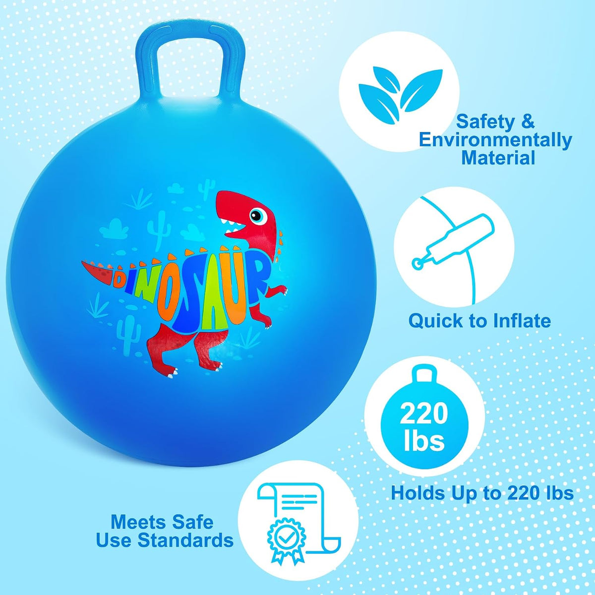 ZOOJOY 18 inch blue dinosaur hopper ball for kids with handle - view 16