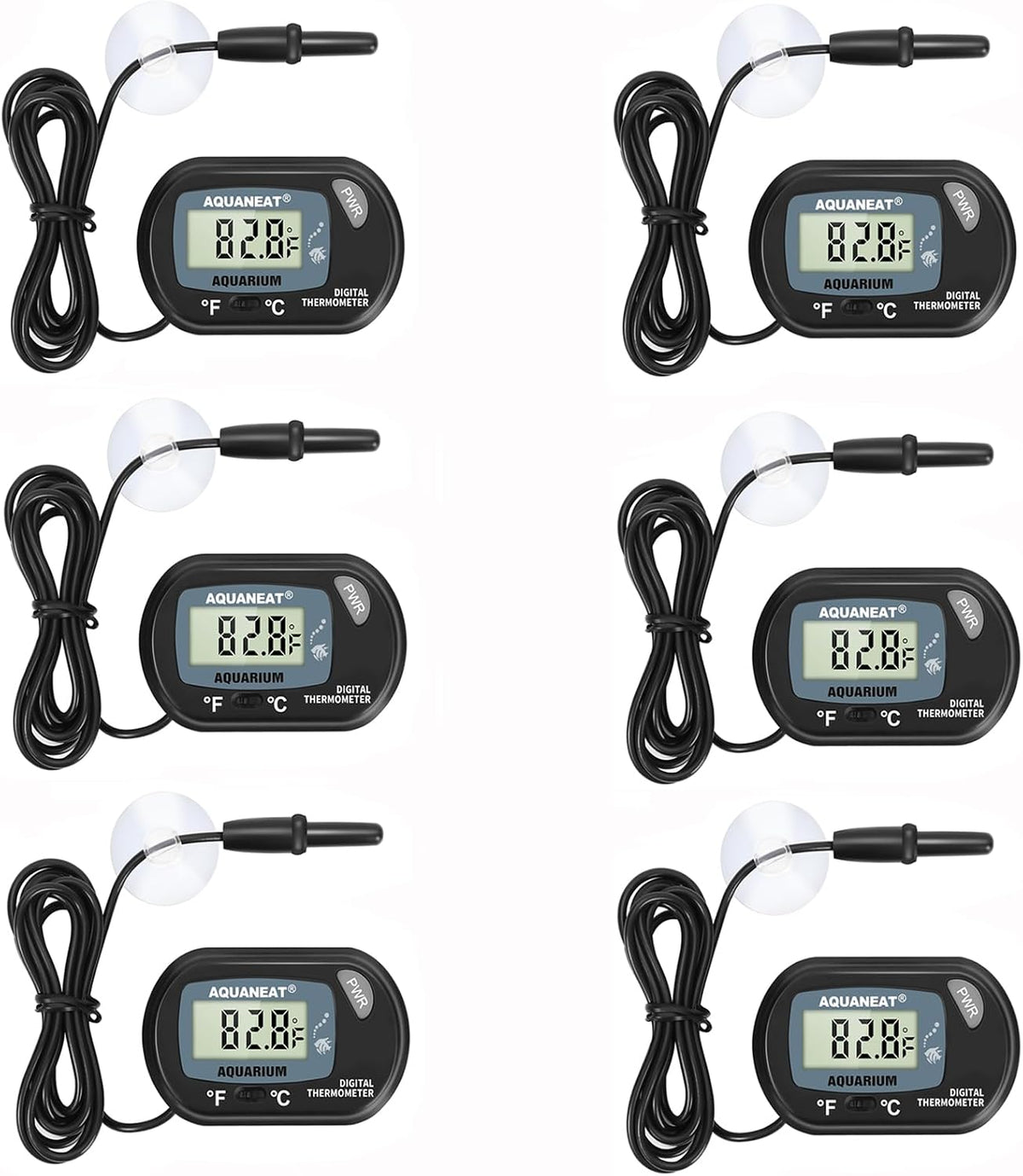 AQUANEAT Aquarium Thermometer, Fish Tank Thermometer - 6 Packs