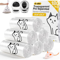 180 pack of transparent waste bags for cat litter box robot 3, 4 and 5 drawers