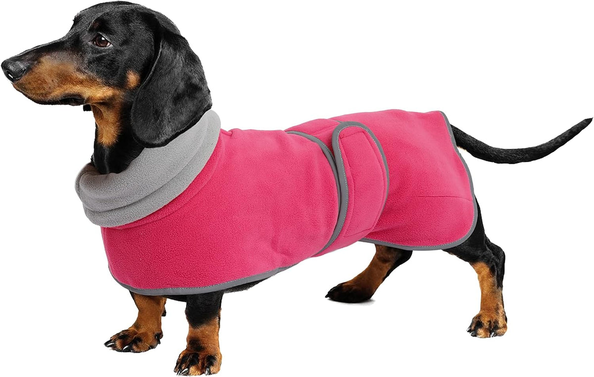 Dachshund Sweaters, Dachshund Coat Perfect Dog Winter Coat with Padded Fleece Lining - X-Small / Pink