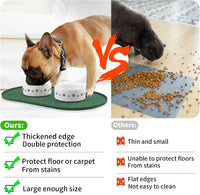 Dog Food Mat Spill-Proof Silicone Dog Bowl Mat Raised Edge Pet - Hunter Green / 19"L x 12"W - image 3