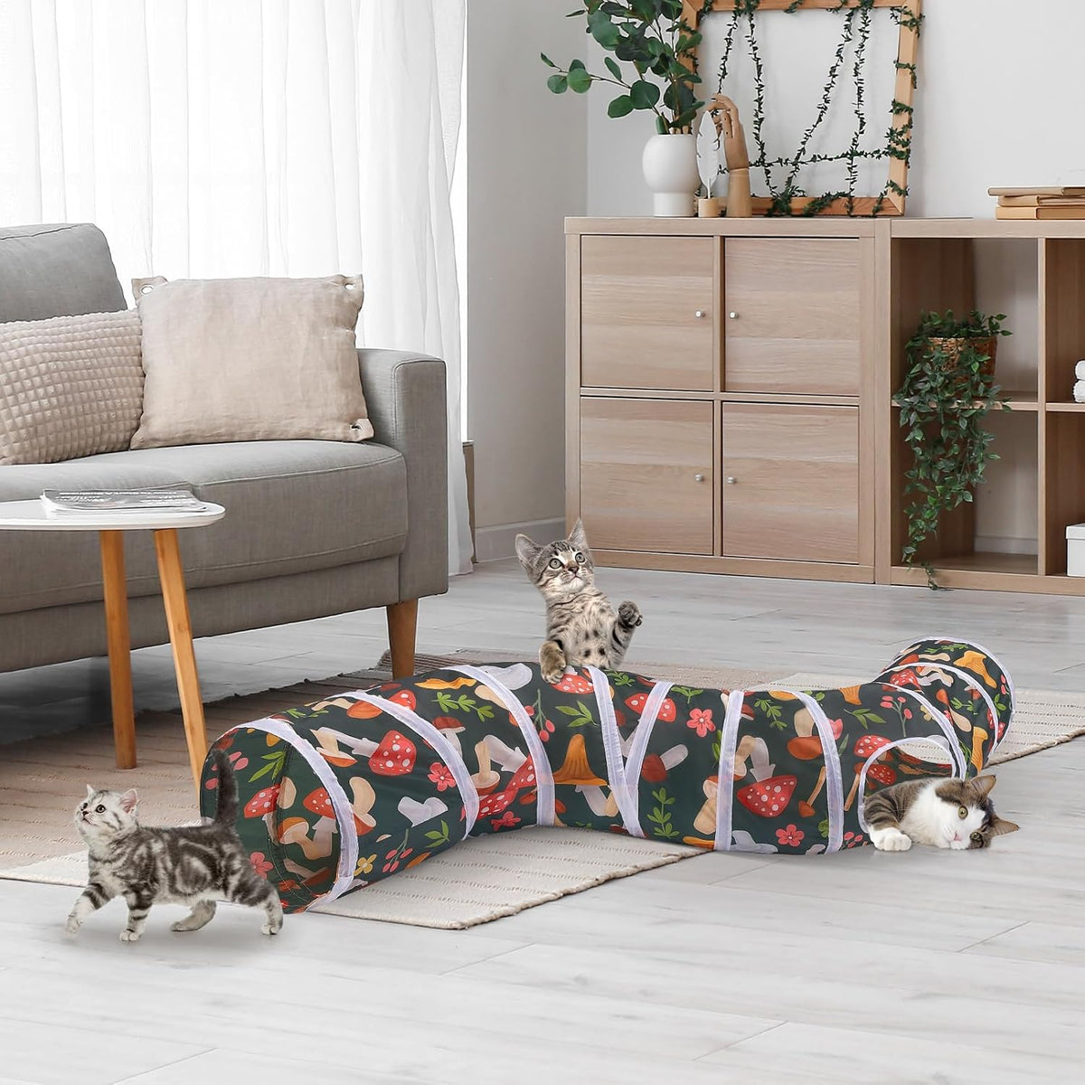 Glittme Cat Tunnel, Cat Tunnels for Indoor Cats - Black Mushroom - image 2