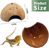 PINVNBY 6 PCS Natural Coconut Reptile Hideouts Lizard, Coco Hut Hermit Crab Hut Aquarium Fish Hide Cave for Small Reptile Crested Gecko Leopard Gecko Spider Snail Climber Toys