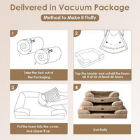 EHEYCIGA Orthopedic Dog Beds for Large Dogs, Waterproof Memory Foam Large Pet Bed with Sides, Non-Slip Bottom and Egg-Crate Foam Dog Couch Bed with Washable Removable Cover, Beige