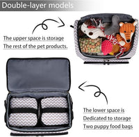 BAGLHER Pet Travel Bag, Double-Layer Pet Supplies Backpack (for All Pet Travel Supplies), Pet Travel Backpack with 2 Silicone Collapsible Bowls and 2 Food Baskets BLW