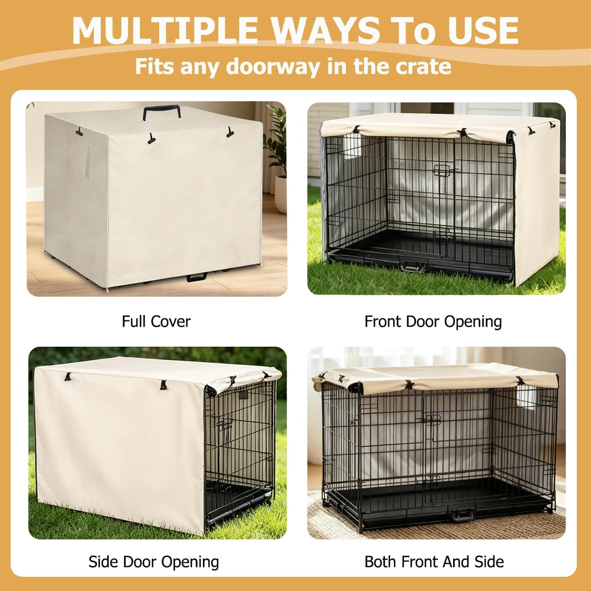 Dog Kennel Cover, Dog Crate Cover 48 Inch for Wire Dog Cages - 42.0"L x 28.0"W x 30.0"H / Beige - image 4