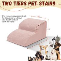 Dog Stairs for Small Dogs, High Density Foam Dog Ramp - Fleece-Pink / 2 Steps - image 2