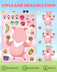 30 Unicorn Make-a-Face Sticker Sheets for Kids – Fun for Kids & Family - Piggy - image 3