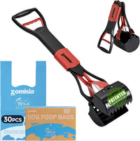 32" Long Handle Pooper Scooper with 30 Count Waste Bags – Essentials for Dogs - Red / 26 Inch
