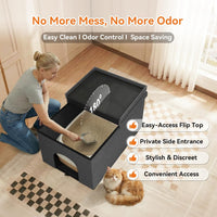 Zerbuger Cat Litter Box Enclosure Furniture for Odor Control – Essentials for Cats - Grey / Large - image 4