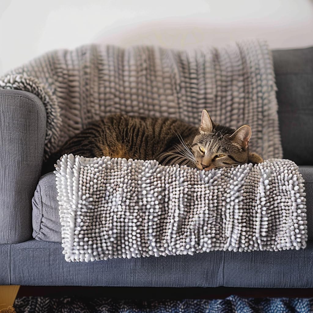 Muddy Mat Dog Blanket - Chenille Water Absorption Blanket for Bed & Couch Cover for Dogs Washable - Grey / 29" x 40" - image 4
