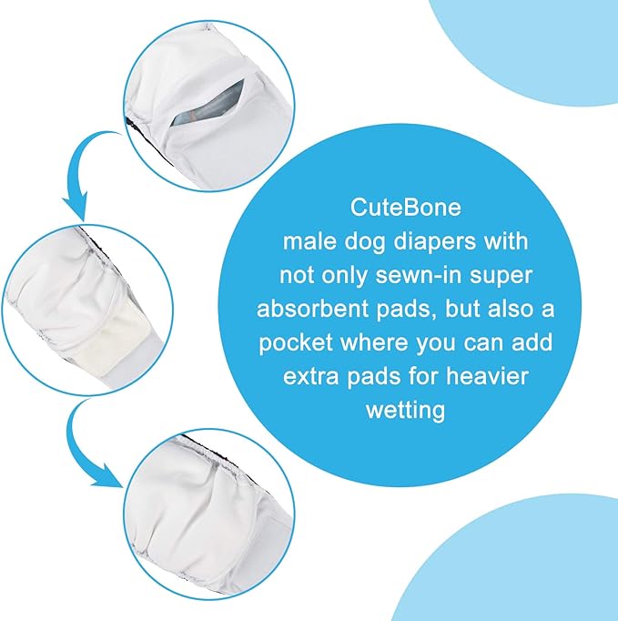 CuteBone Male Dog Diapers Small 3 Pack Halloween Puppy Diapers DM31S