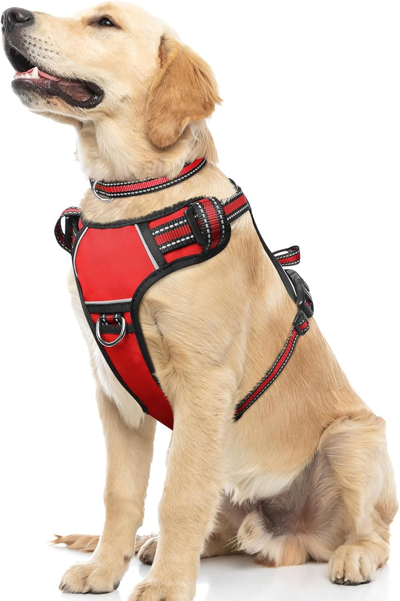 WINSEE Dog/Pet Harnesses No Pull with Dog Collar - Large / Red
