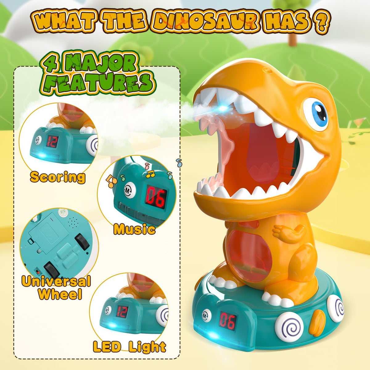 EagleStone T-Rex Dinosaur Shooting Target Game Toys with Air Power - Yellow - image 4