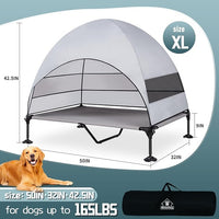 Elevated Outdoor Dog Bed with Canopy & Adjustable Feet - Larger Shade for Camping, Backyard & Patio