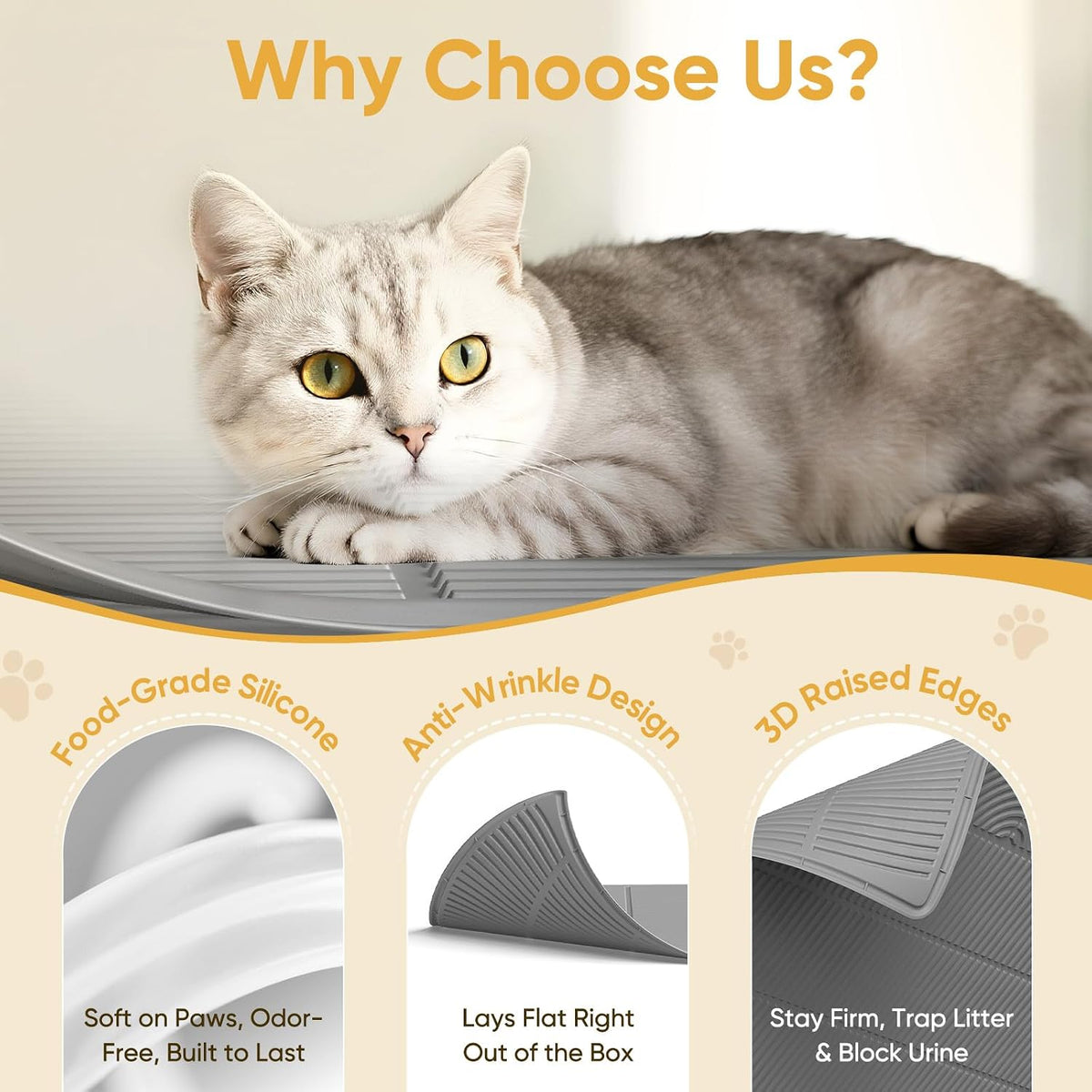 XXL Cat Litter Mat, Large Silicone Waterproof Mat - 1 Count (Pack of 1) / Black - image 4