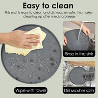 Pet Feeding Mat, Waterproof Anti-Slip Placemats for Dog Cat Bowl Silicone Pet Food Mat, Raised Edge - 1 Black / 10.9"L x 10.9"W - image 4