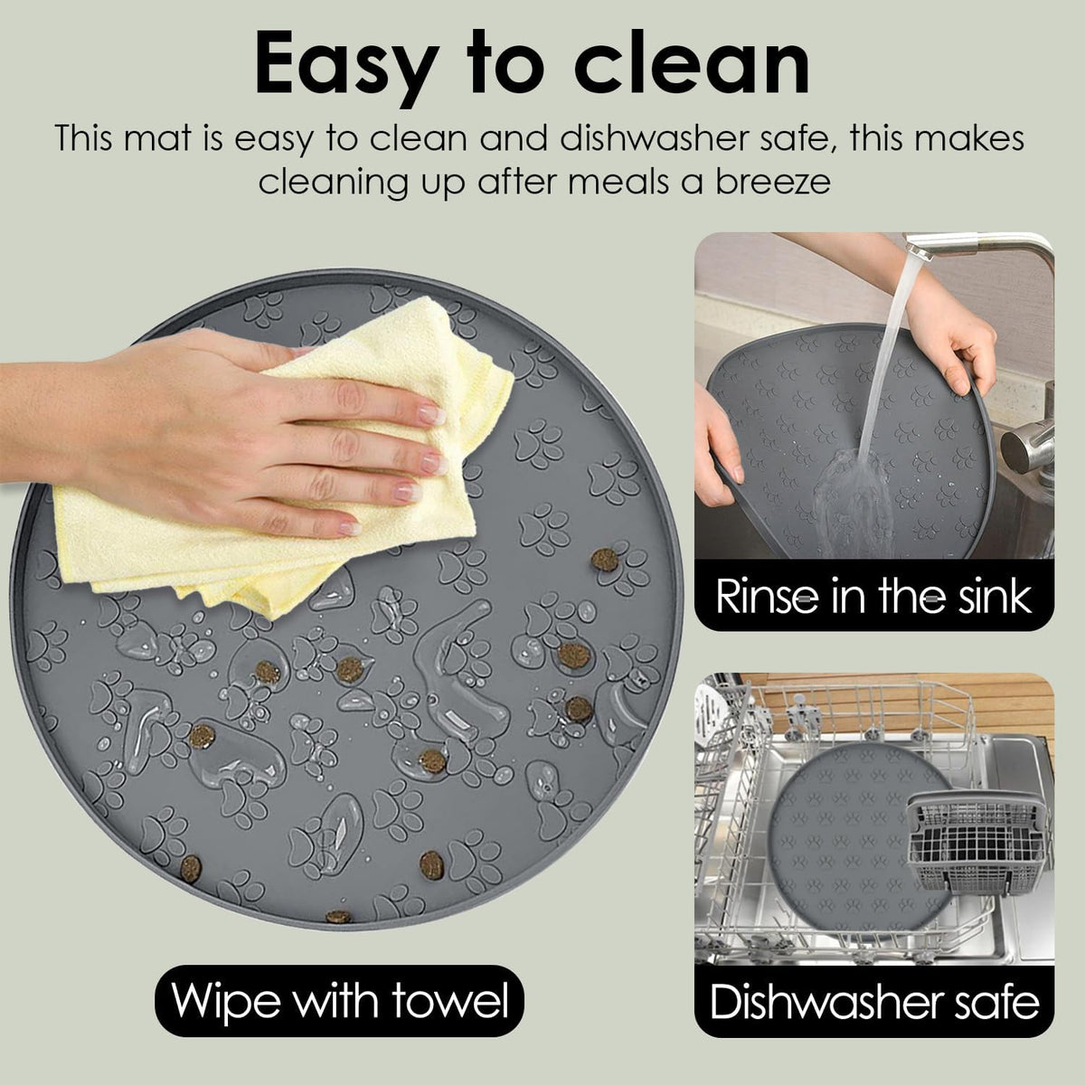 Pet Feeding Mat, Waterproof Anti-Slip Placemats for Dog Cat Bowl Silicone Pet Food Mat, Raised Edge - 1 Black / 10.9"L x 10.9"W - image 4