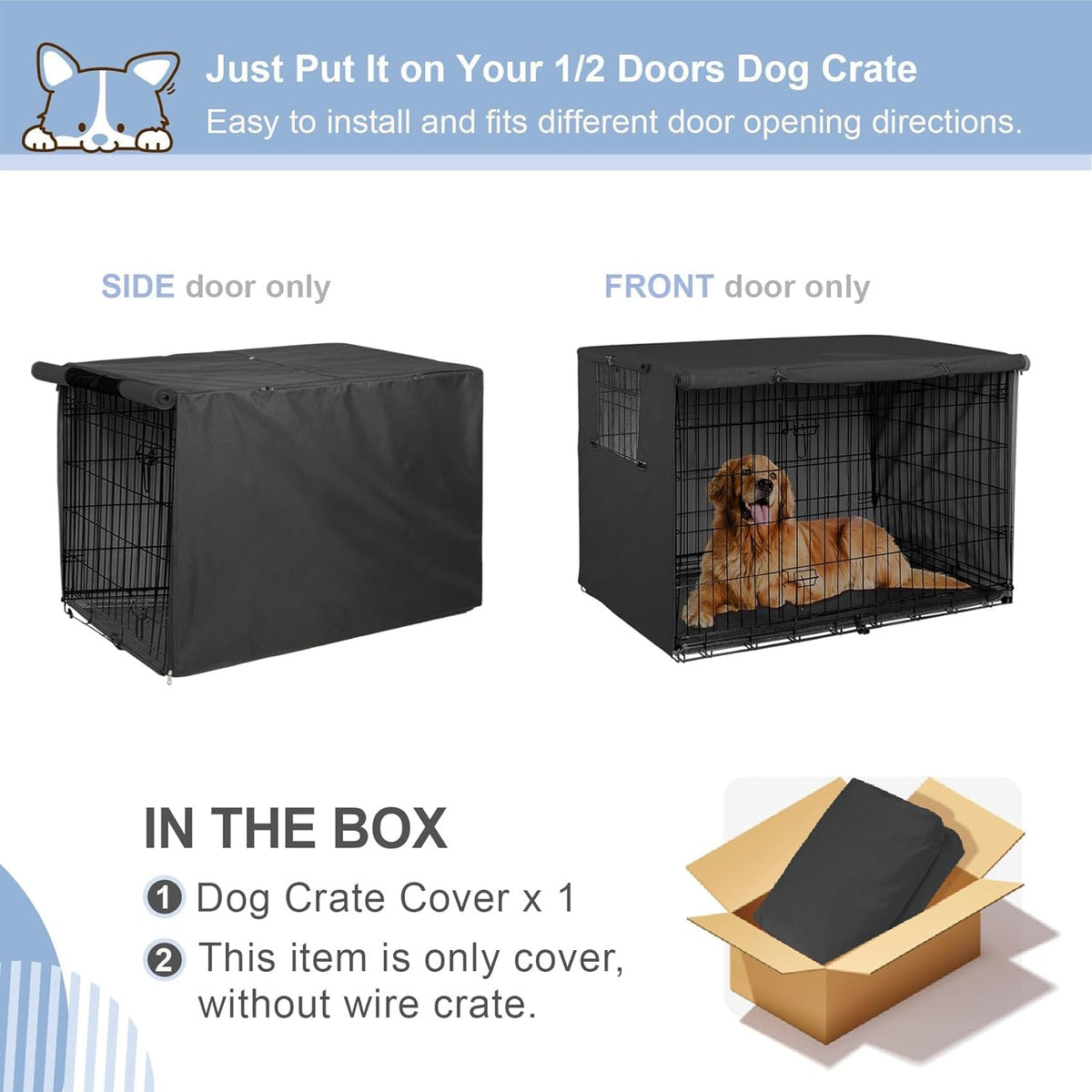 Explore Land Dog Crate Cover - Black / 36.0"L x 23.0"W x 25.0"H - image 2