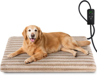Large Pet Heating Pad, Adjustable Temperature with Timer - Beige / L (35'' x 24'')
