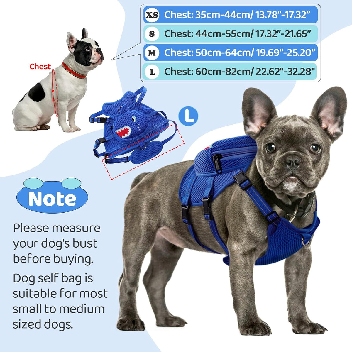 Dog Harness with Backpack - X-Small / Blue Shark - image 3