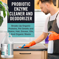Multi-Purpose Probiotic Enzyme Cleaner, Made in USA - Pet Stain and Odor Remover - Concentrated - Professional & Home Strength Drains, Floors, Bathrooms, Toilets Trash Can, (1 gallon, Fresh fragrance)