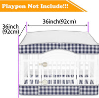 2 Pack Dog Playpen Cover and Bottom Pad Fits for 36 Inch 4 Panels Pet - Blue - image 2