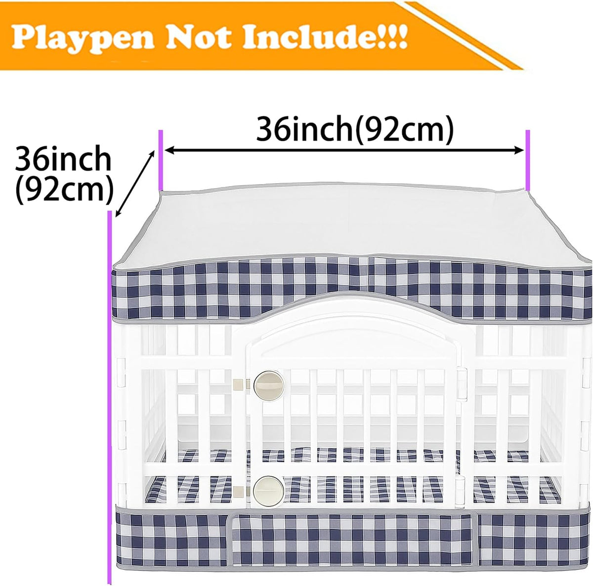 2 Pack Dog Playpen Cover and Bottom Pad Fits for 36 Inch 4 Panels Pet - Blue - image 2