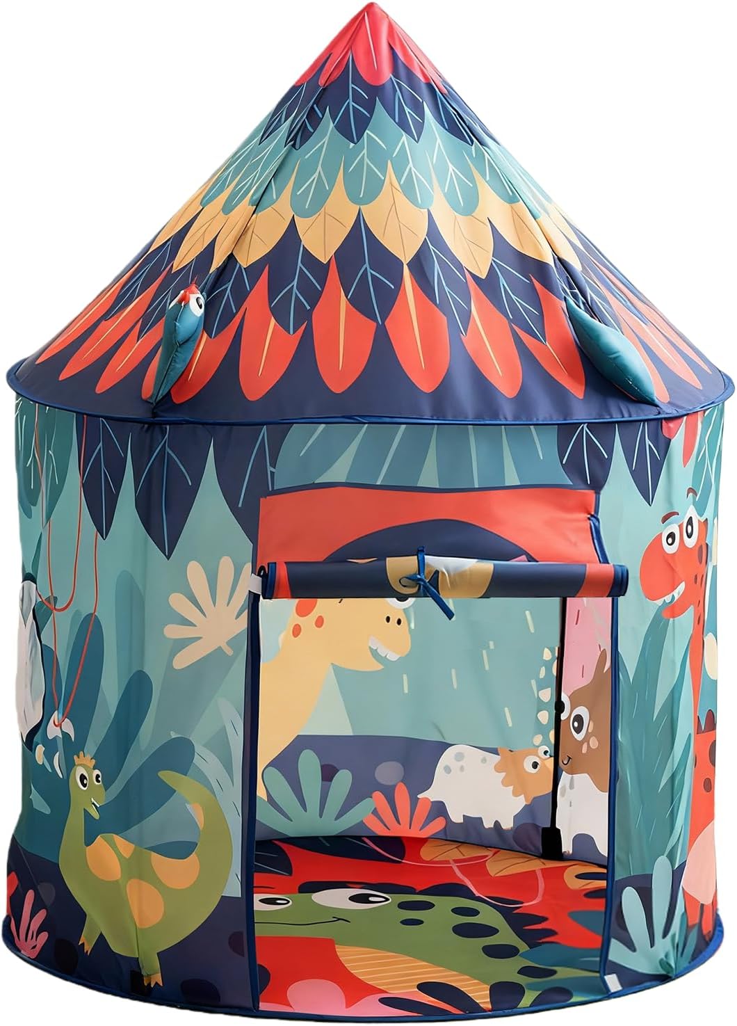 Ryssin dinosaur pop up play tent for kids with mesh windows, set up indoors - view 5