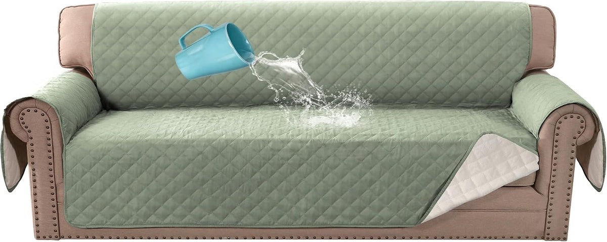 H.VERSAILTEX Sofa Cover Couch Cover for Dogs with Elastic Straps 100% - Pale Aqua / Slipcover-Oversized Sofa