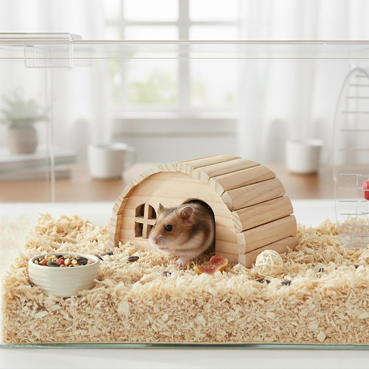 Natural Chewable Hamster Hideout Wooden Hut Lovely Fairy House - image 3