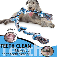 XIGOU Dog Rope Toys for Large Dogs Aggressive Chewers - Blue / 5 Knots - image 4