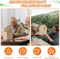 Lalafancy DIY Wooden Bird House Kit for Kids and Adults, Build it Yourself Birdhouse Kits for Outside with Paint Strips, Woodworking Adult Crafts, Hanging Birdhouse for Garden Yard Decor Gifts