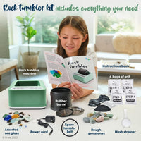 BRYTE mint green rock tumbler for kids with 3-speed dial and 9-day timer - view 2