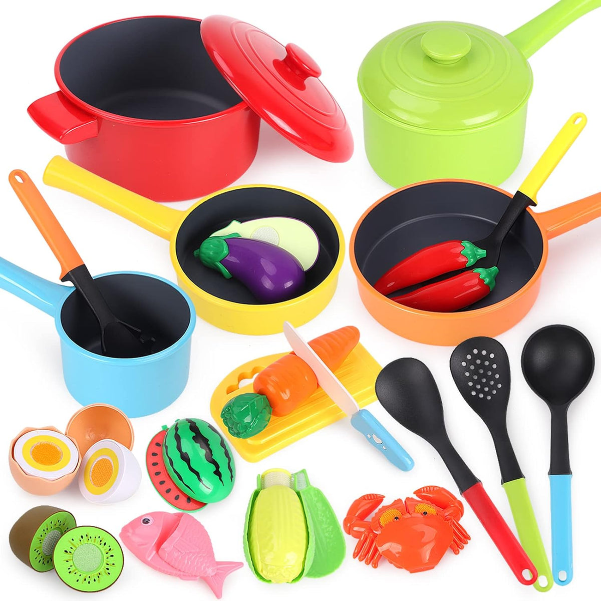 GILOBABY Kids Play Kitchen Accessories - Red