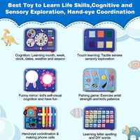 JHkim Busy Board Montessori Toys for Boys Girls Gifts - Blue - image 3