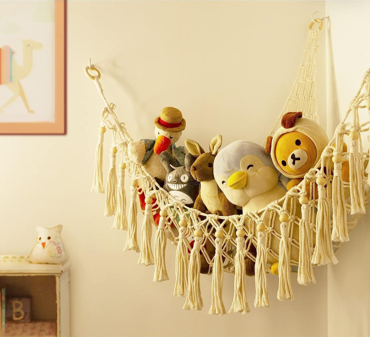 Stuffed Animal Toy Storage Hammock with LED Light - Beige / L (39.5"*39.5"*48") - image 2