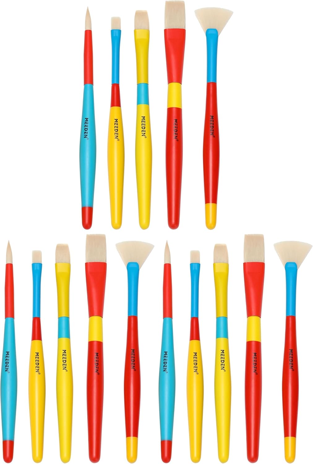 MEEDEN paint brushes set for kids, 5 nylon brushes with colorful wooden handles - view 5