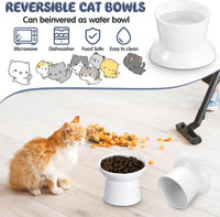 4 Pcs Ceramic Raised Cat Bowls - White - image 4