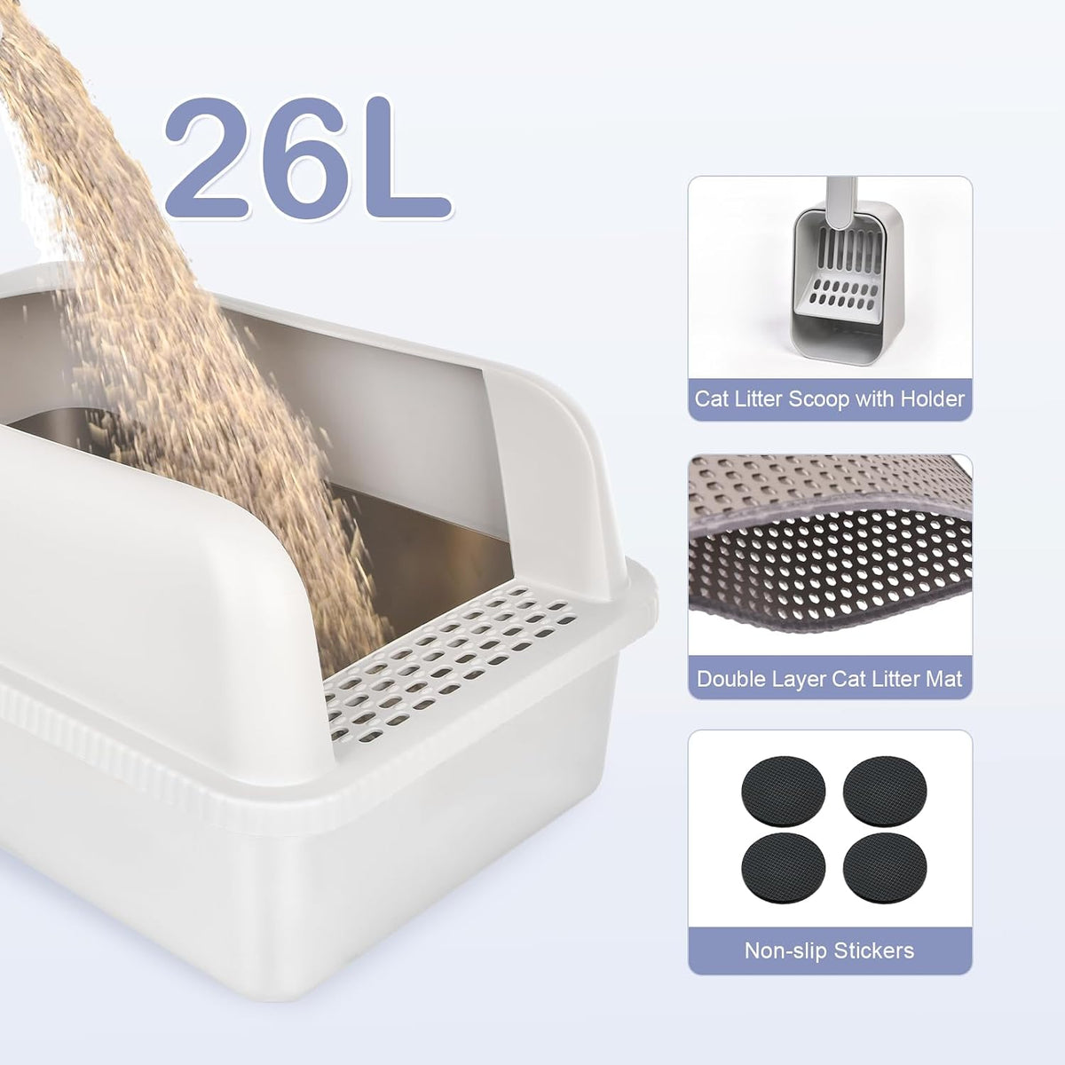 Henkelion Stainless Steel Cat Litter Box with Lid - M-2PCS - image 2