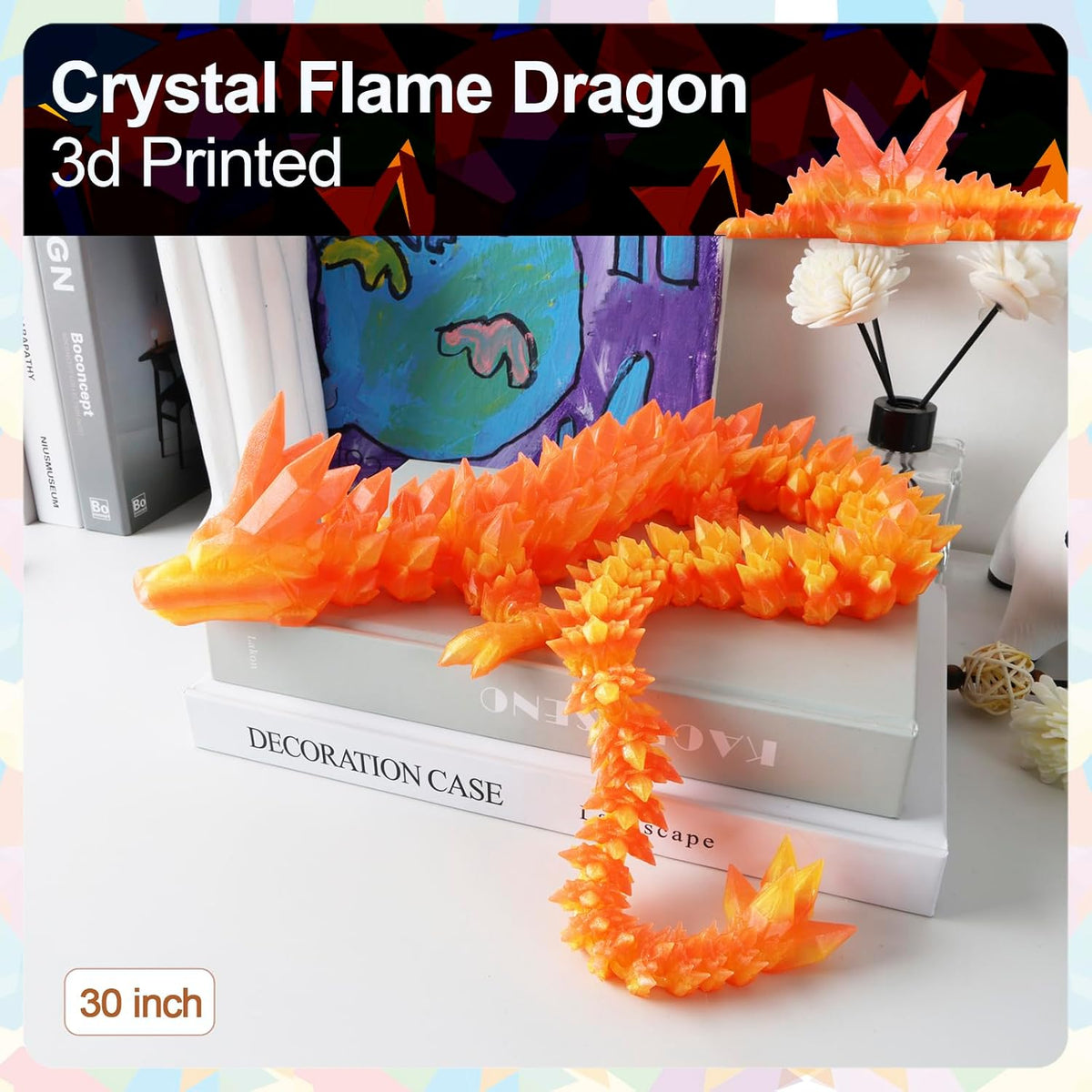 3D Printed Dragon 24 Inch - Flame Colour / 30in - image 4