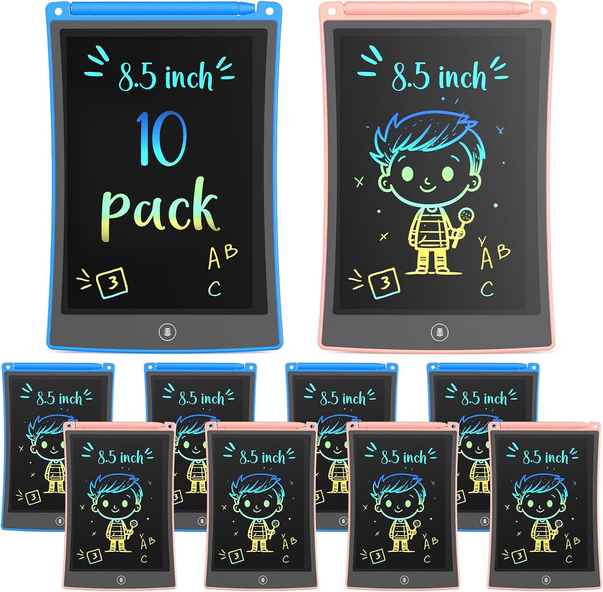 TEKFUN 2 Pack LCD Writing Tablet with Stylus - Blue+10pack / 8.5 inch